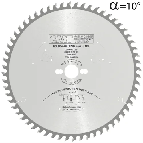 CMT Industrial C287 Pílový kotúč na lamino bez predrezu - D250x3,2 d30 Z48 HW -6°Neg