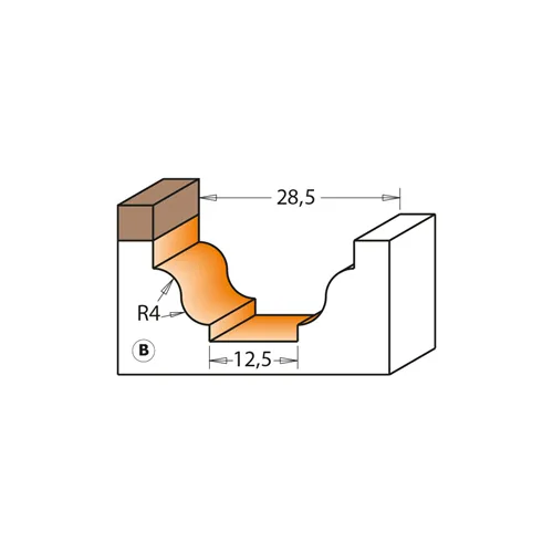 CMT C965B Profilová fréza čelná, ložisko - Profil B, R4 D28,6x14,3 S=8 HW