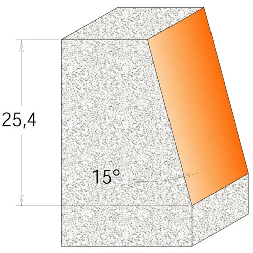 CMT C981 Uhlová fréza na CORIAN - D23 I25,4 A15° S=12